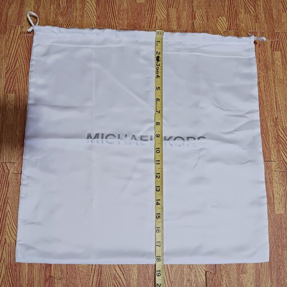 Michael Kors White Satin Dust Bag Cover Protective Pouch Drawstring 18.5x18.5 - Picture 3 of 4
